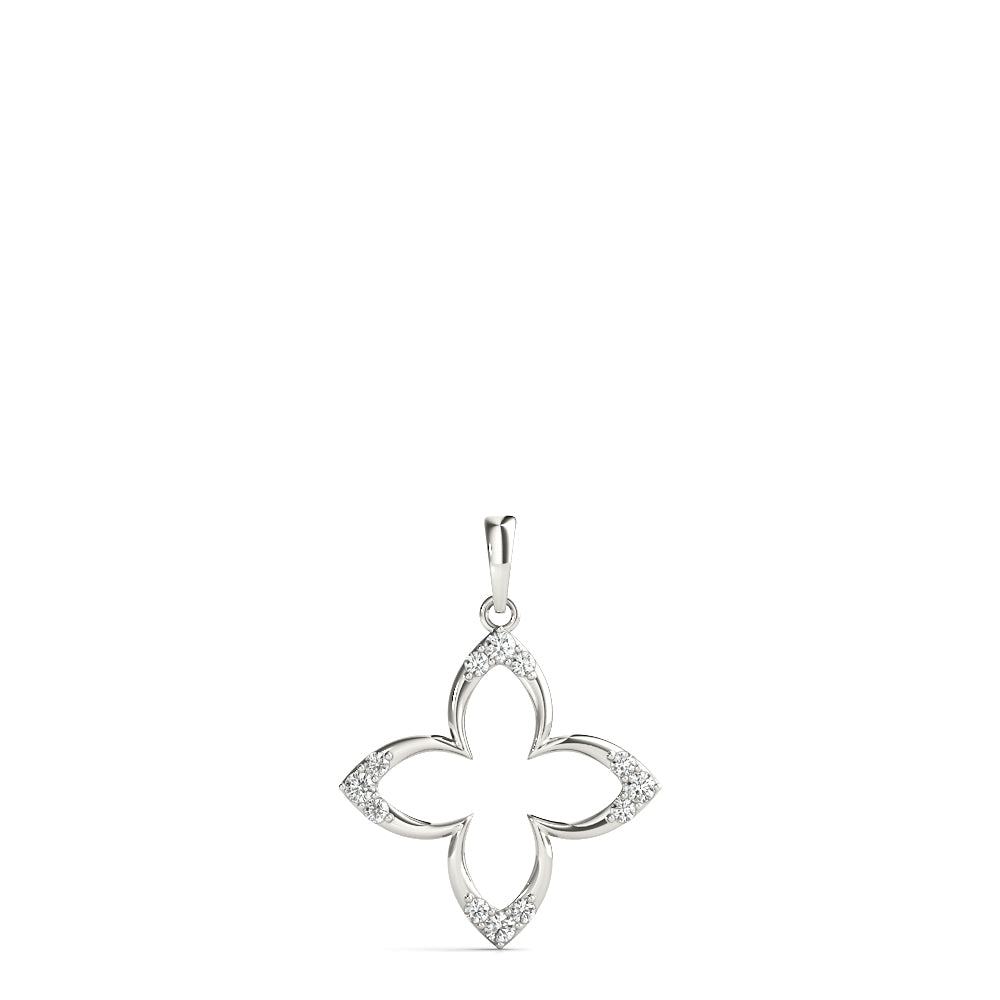 White Gold 12-Diamond Geometric Fashion Pendant