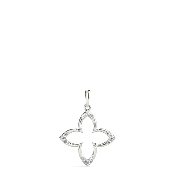 14K White Gold Diamond Geometric Pendant
