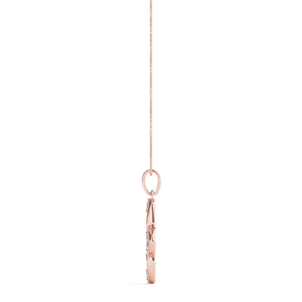 Rose Gold 18K Round Diamond Fashion Pendant