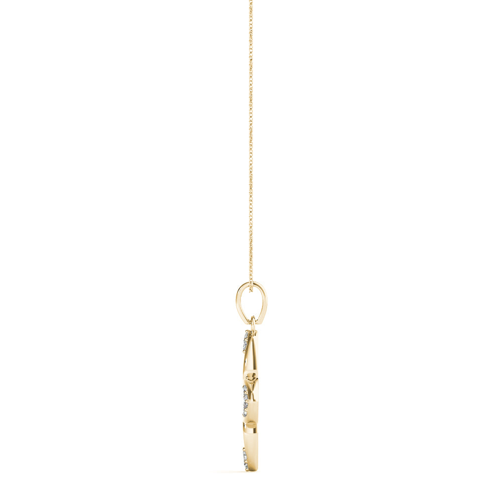 18K Yellow Gold Round Diamond Pendant