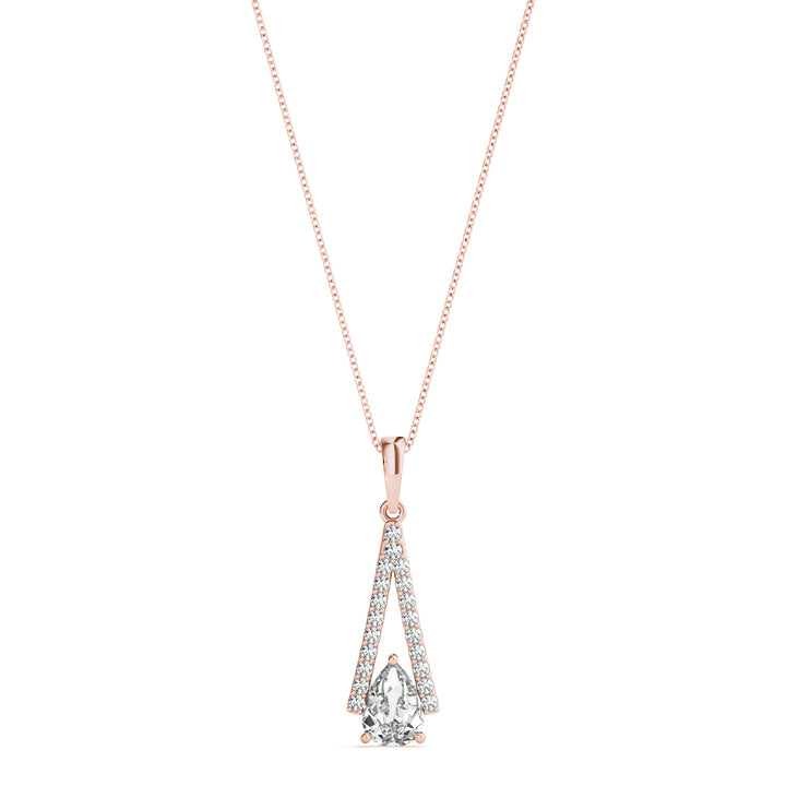 Rose Gold Pear Diamond Pendant | 0.75 ctw