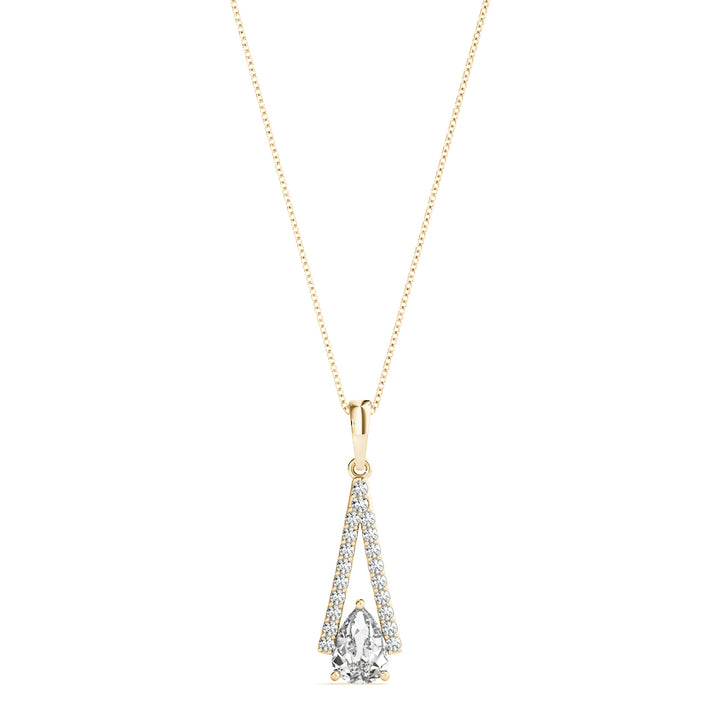 18K Yellow Gold Pear Diamond Pendant with Halo