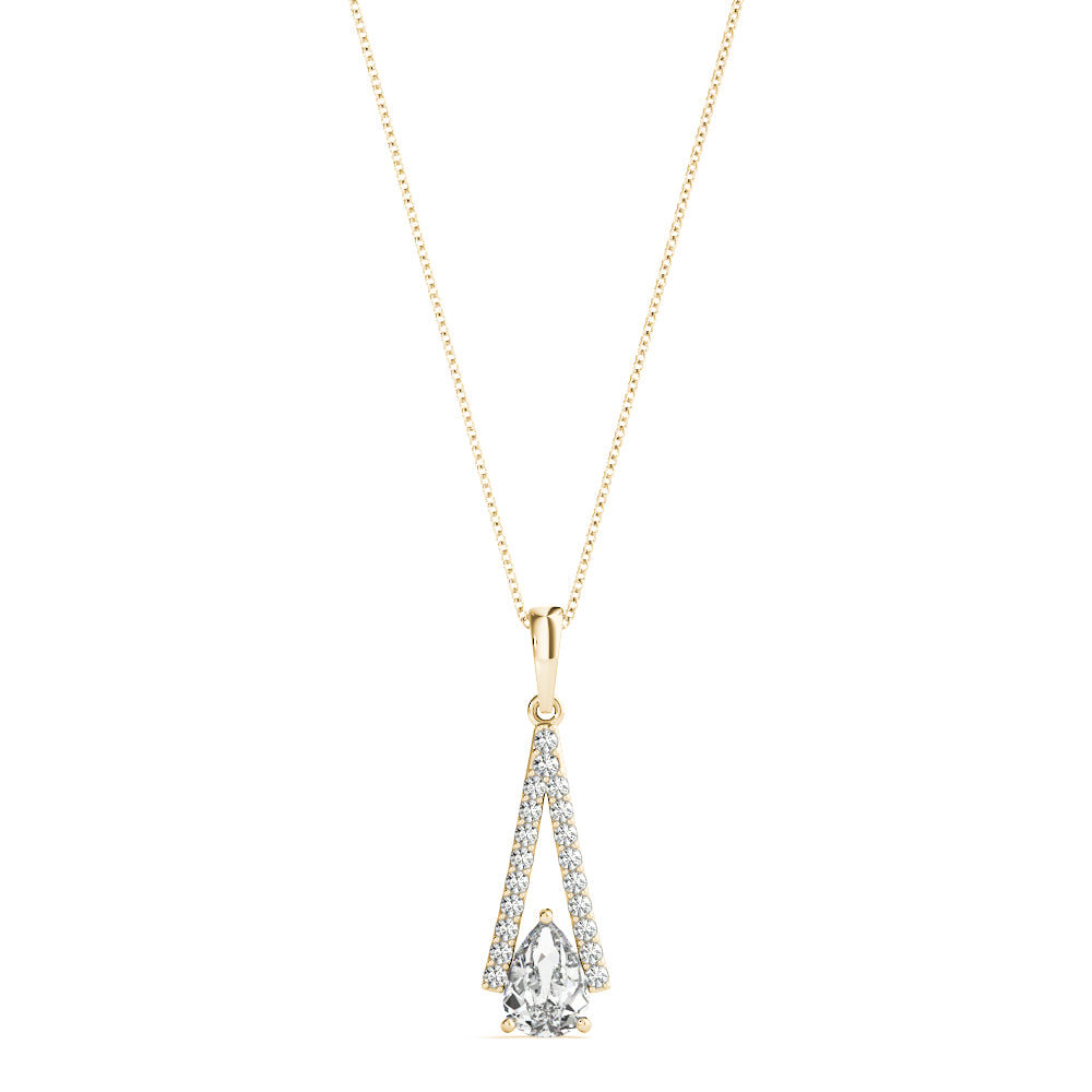 18K Yellow Gold Pear Diamond Pendant with Halo