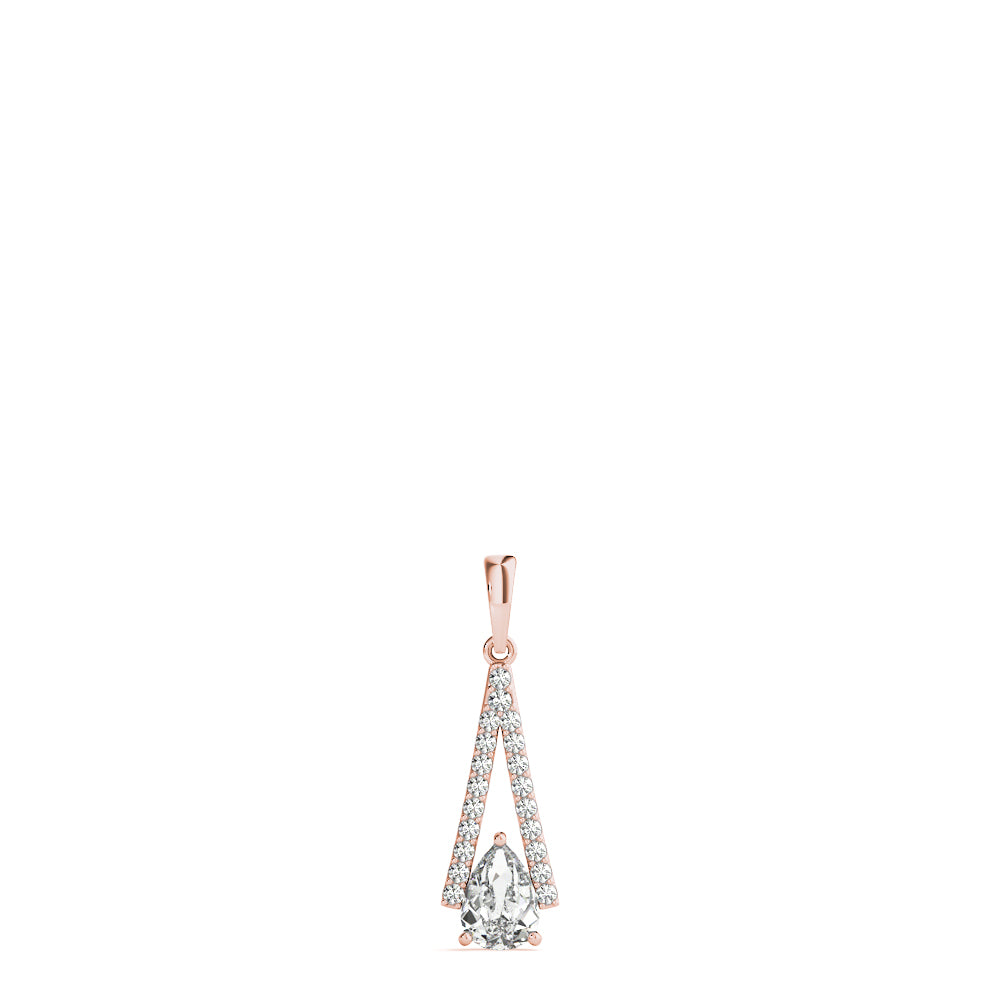 Rose Gold Lab Diamond Pear Pendant Necklace