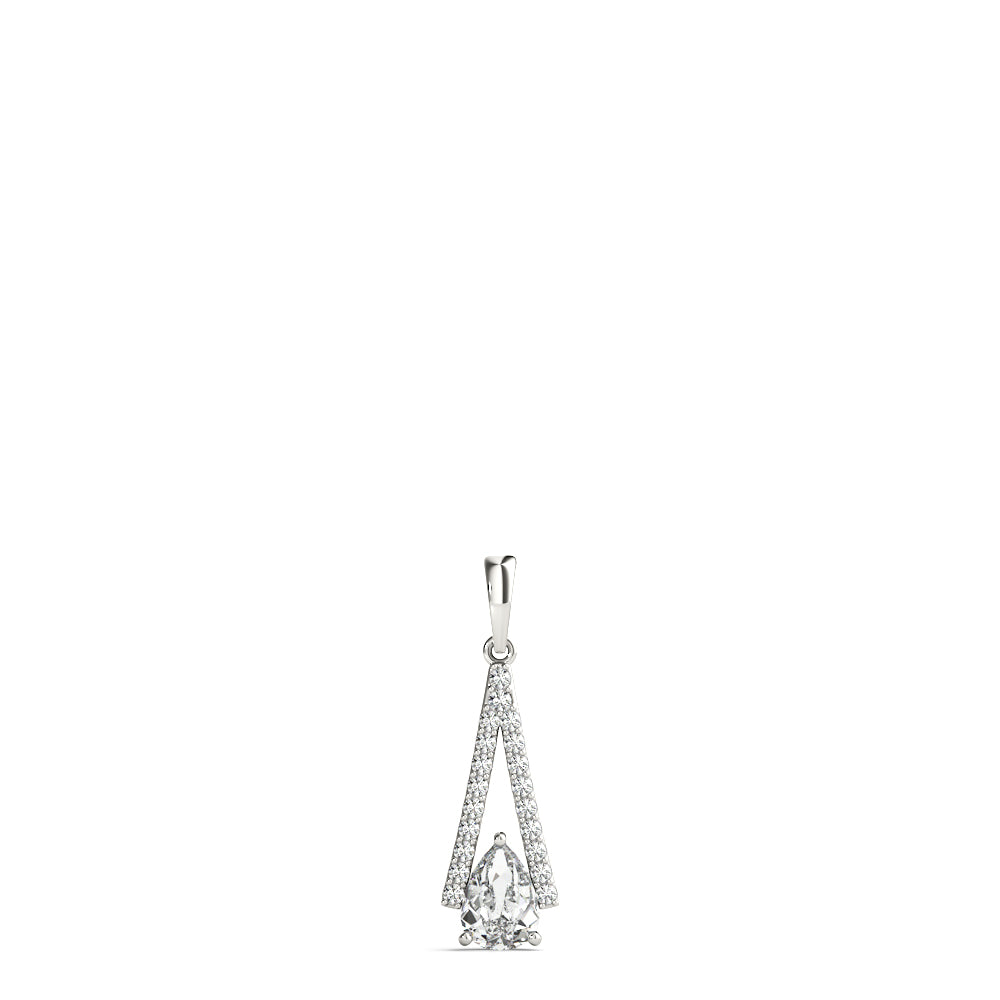 18K White Gold Pear Lab Diamond Pendant