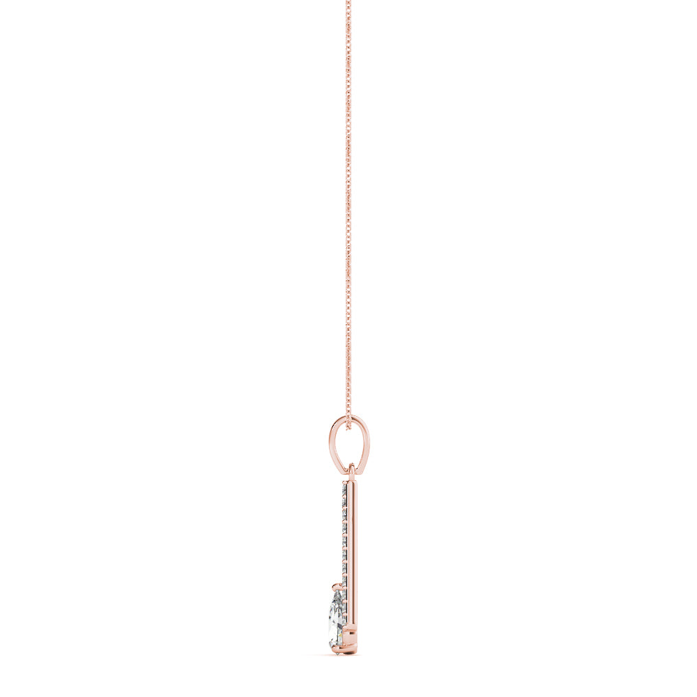 Rose Gold Lab Diamond Pear Pendant Necklace