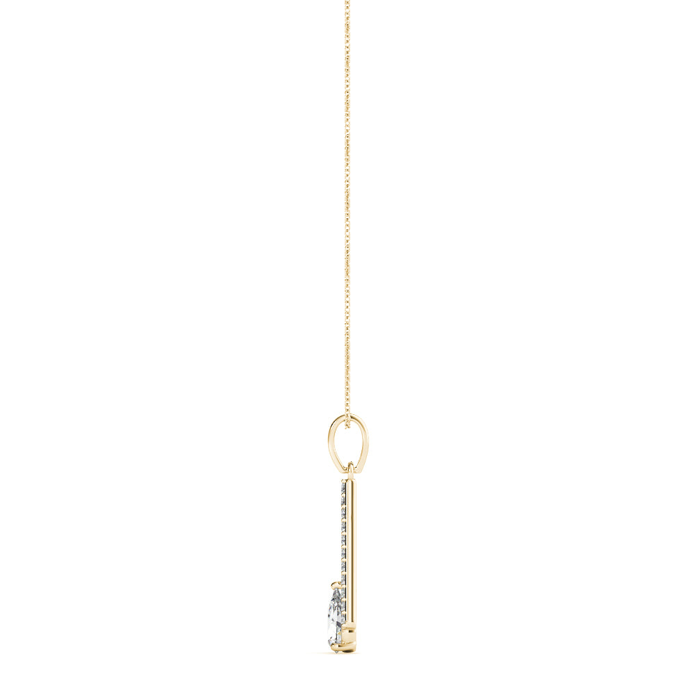 18K Yellow Gold Pear Diamond Pendant with Halo
