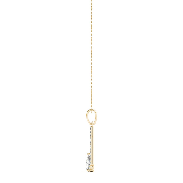 18K Yellow Gold Pear Diamond Pendant with Halo