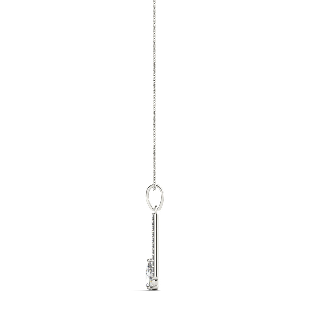 Platinum 3/4 CT Pear Diamond Halo Pendant
