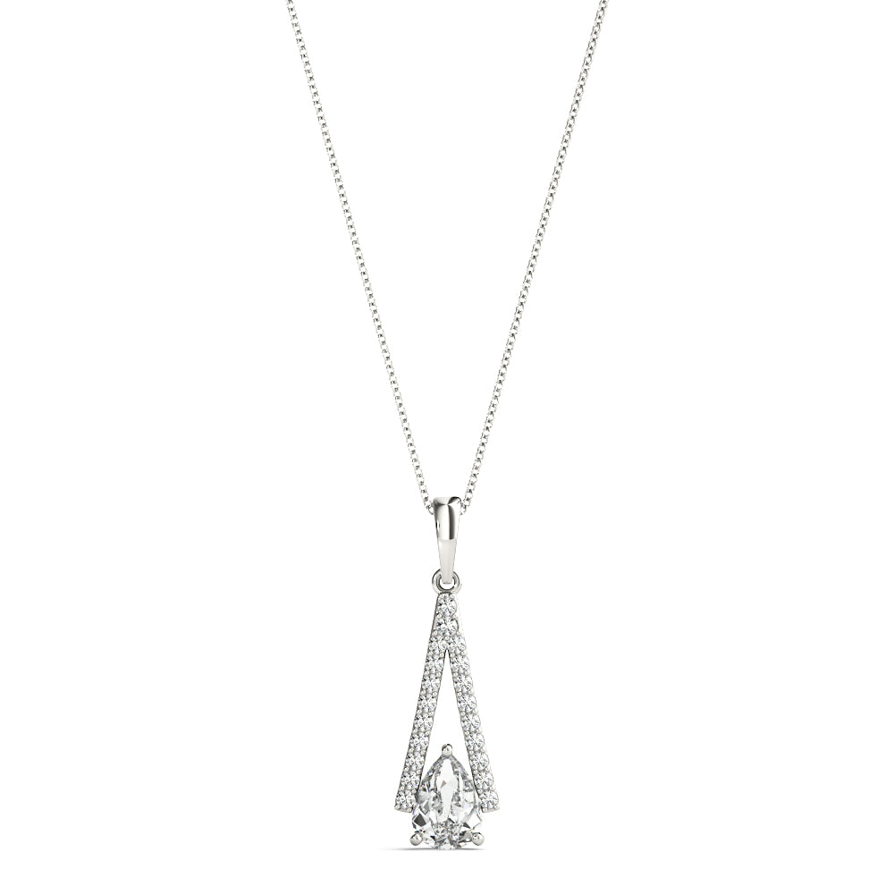 18K White Gold Pear Lab Diamond Pendant