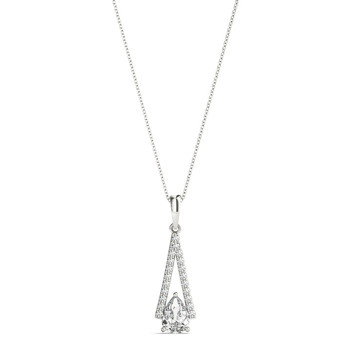 18K White Gold Pear Lab Diamond Pendant