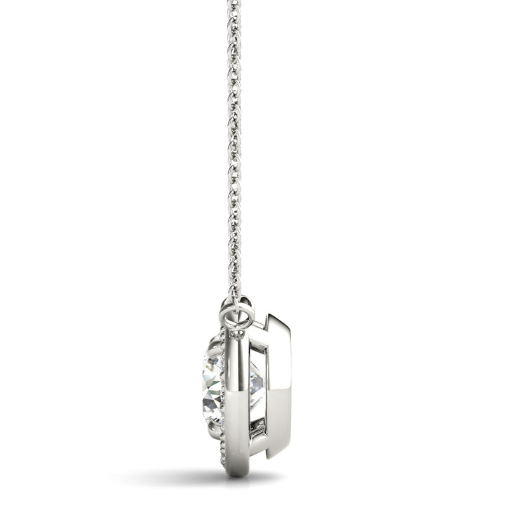 White Platinum Round Diamond Halo Pendant