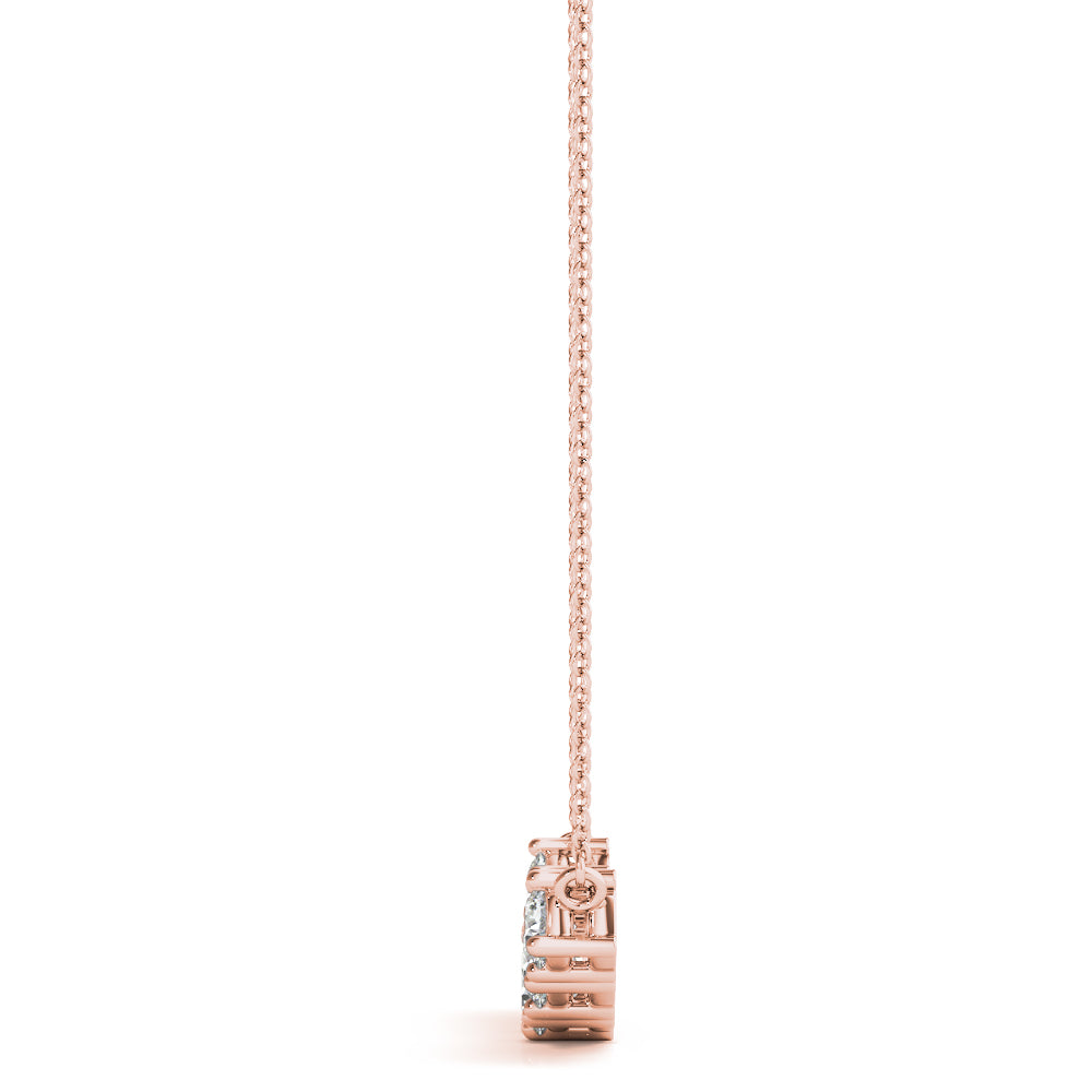 14K Rose Gold Multi-Diamond Pendant Necklace