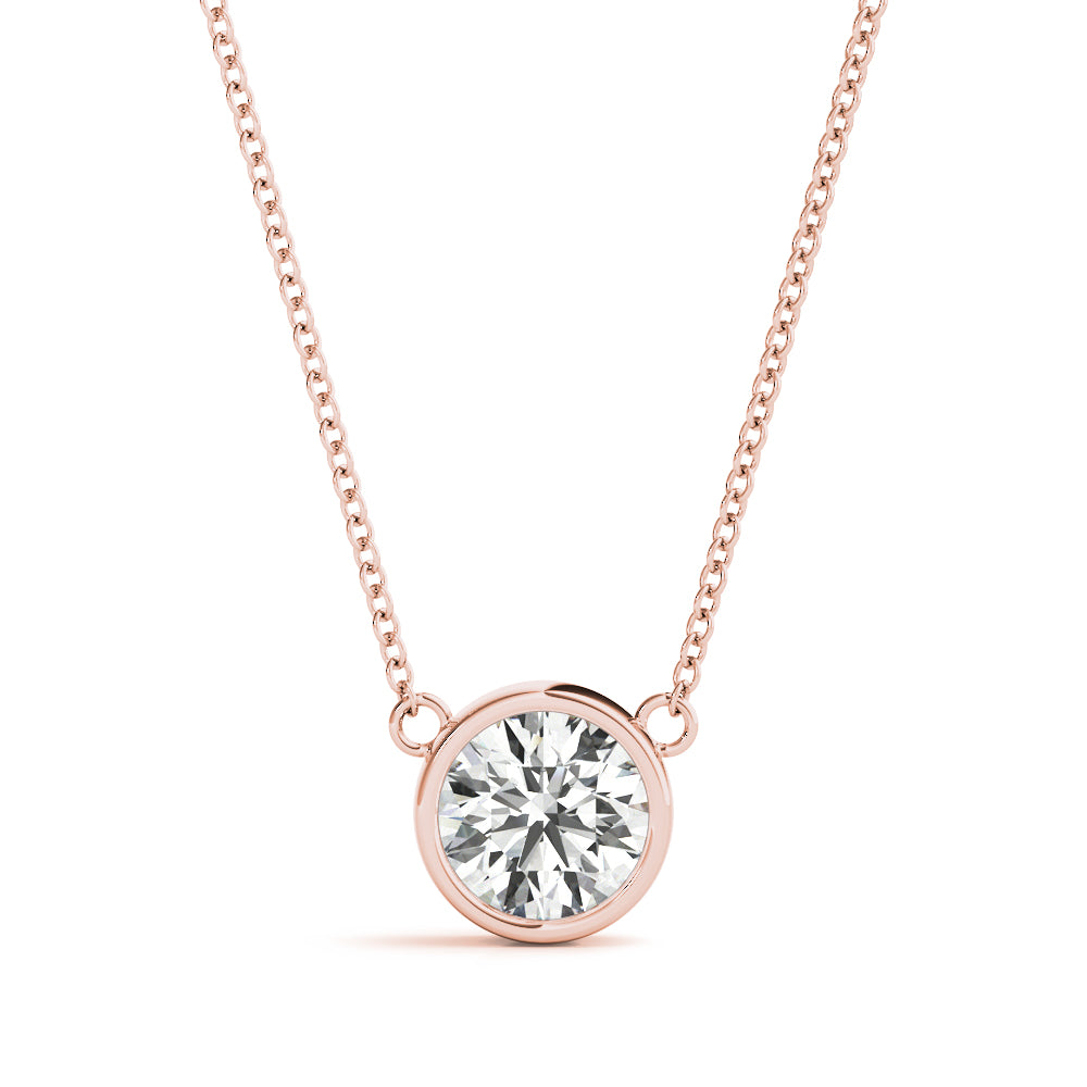 18K Rose Gold 1ct Round Diamond Pendant