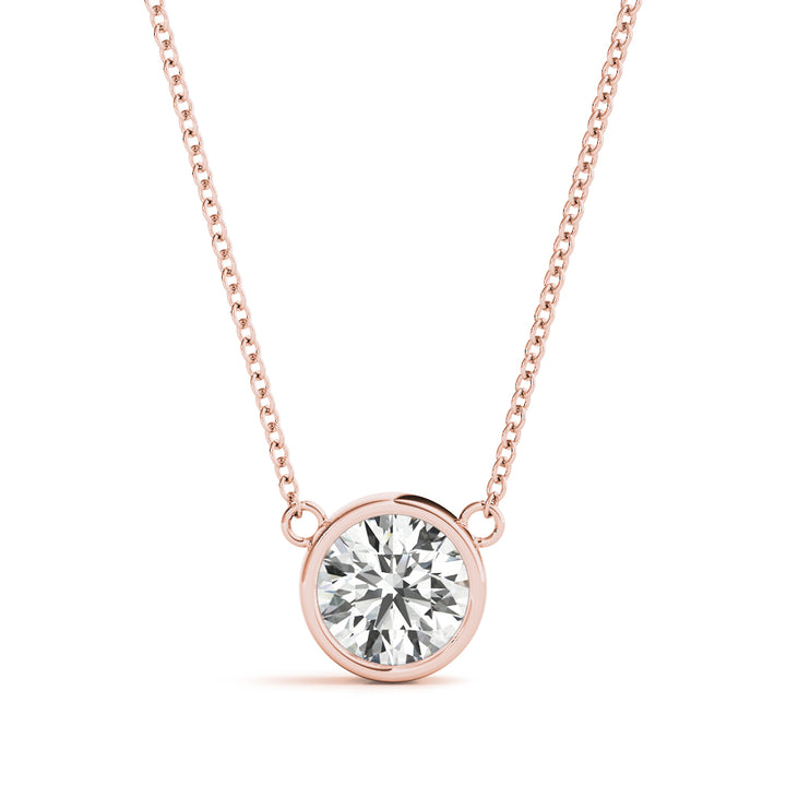 14K Rose Gold 1ct Round Diamond Solitaire Pendant