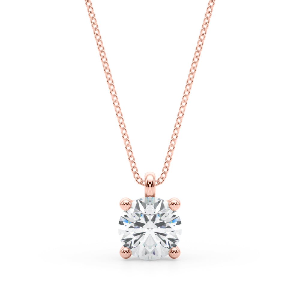 Rose Gold 1CT Lab Diamond Solitaire Pendant