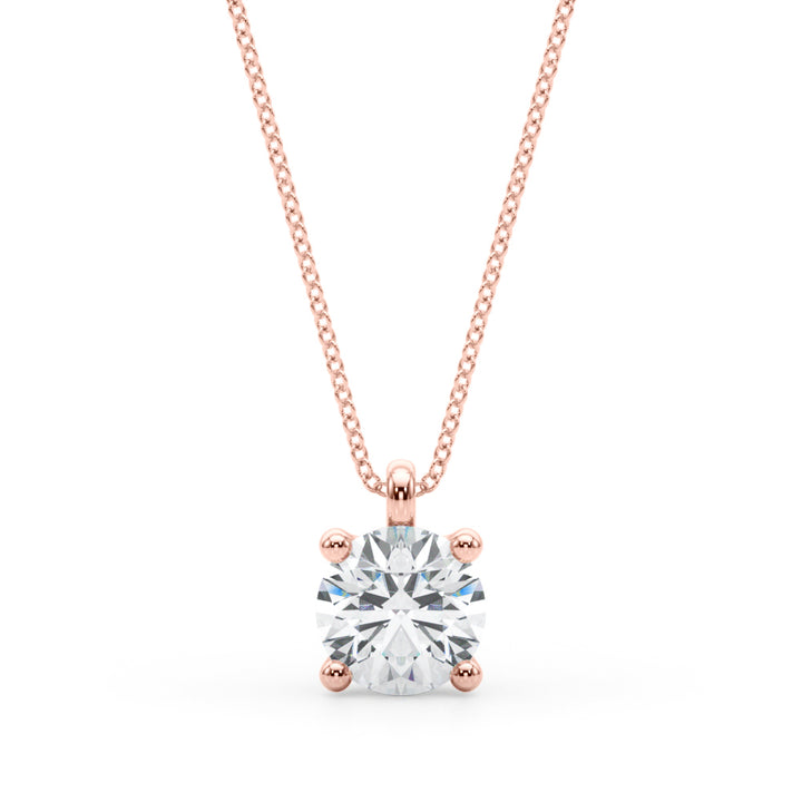 Rose Gold 1CT Lab Diamond Solitaire Pendant