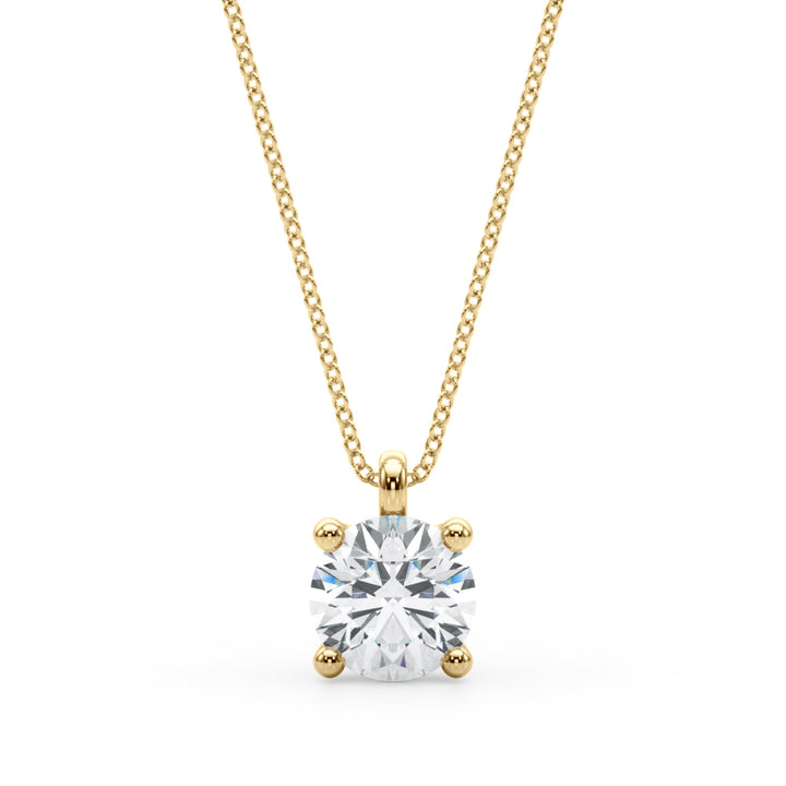 14K Yellow Gold Round Diamond Solitaire Pendant
