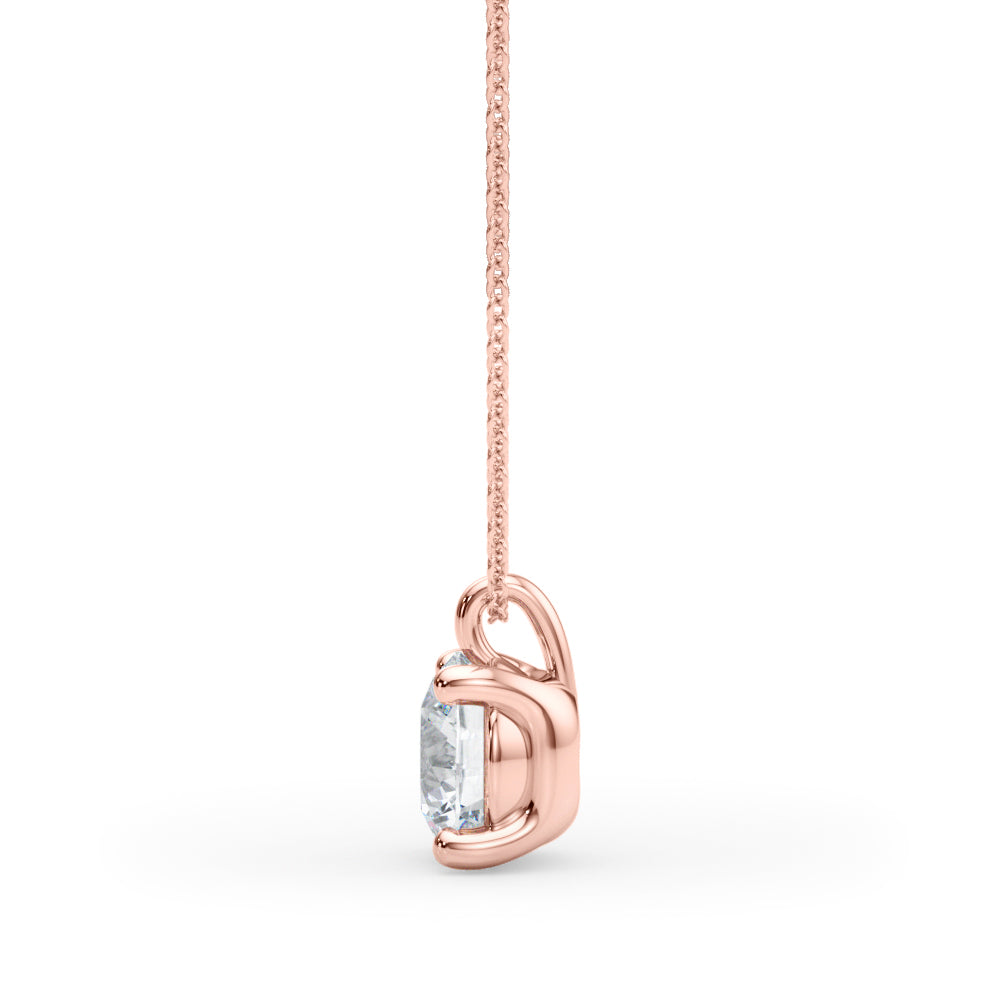 Rose Gold 1CT Lab Diamond Solitaire Pendant
