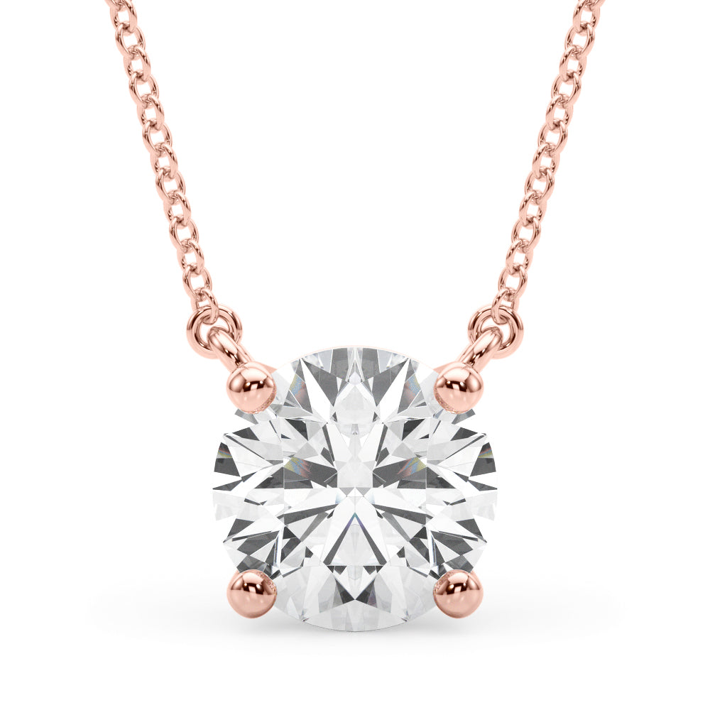 1ct Diamond Rose Gold Solitaire Pendant Necklace