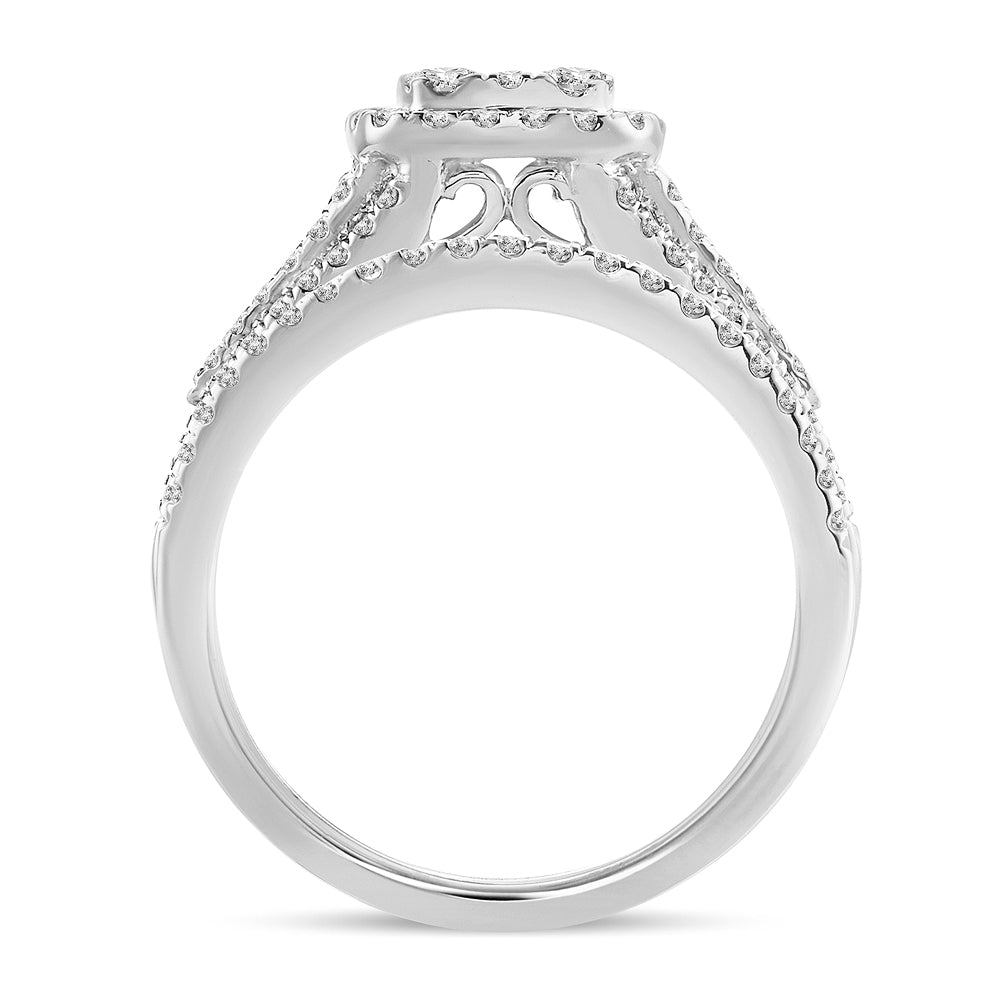 Sparkling 14k White Gold 1CT Lab Diamond Bridal Ring Set