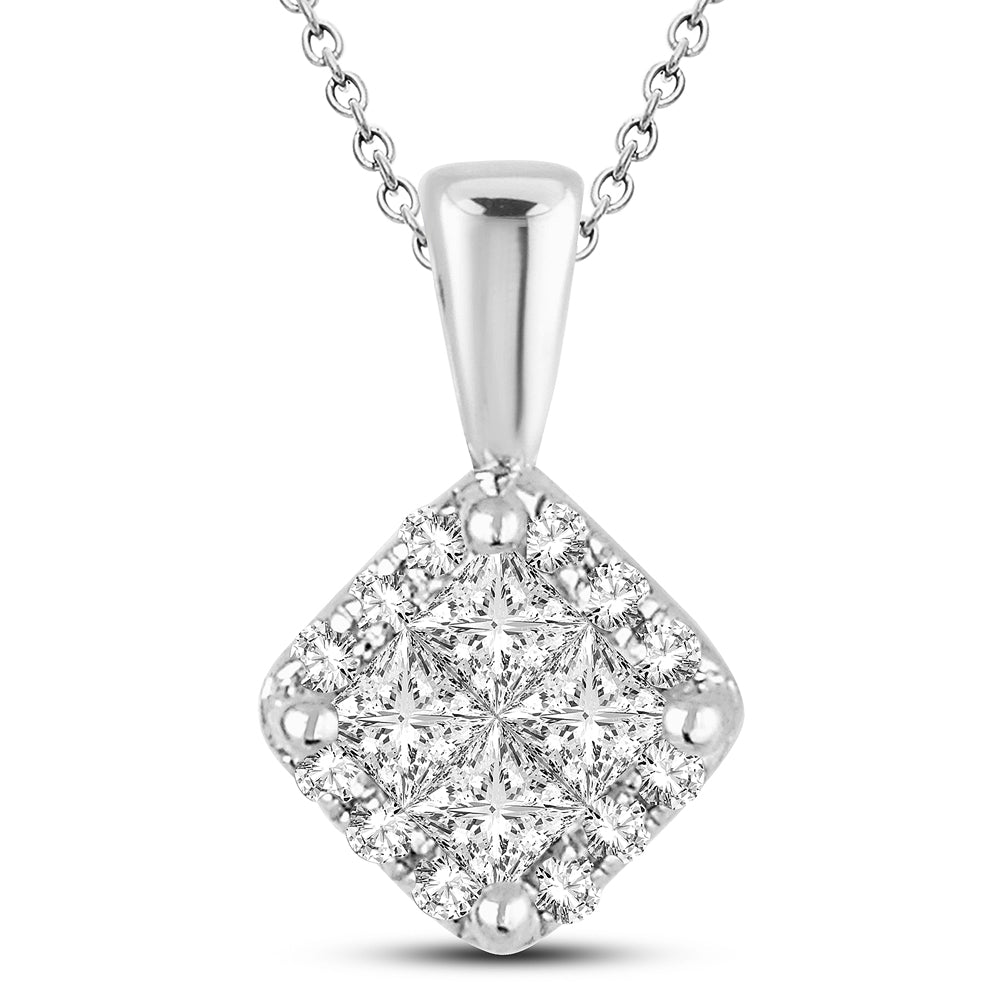 Chic 14k White Gold 0.25ct Lab Diamond Womens Pendant