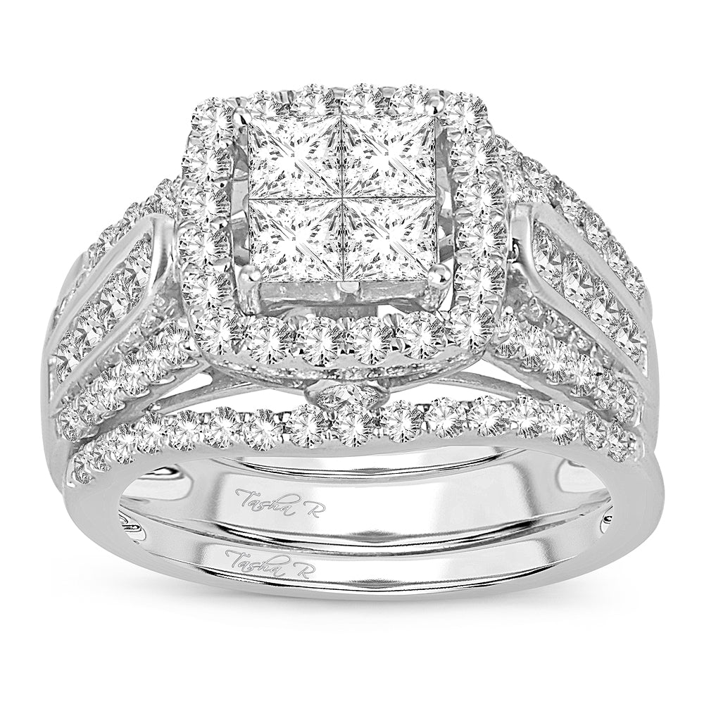 14k White Gold 2.25CT Lab Diamond Bridal Ring Sparkle