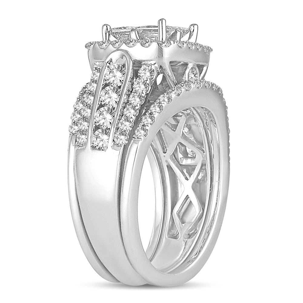 14k White Gold 2.25CT Lab Diamond Bridal Ring Sparkle