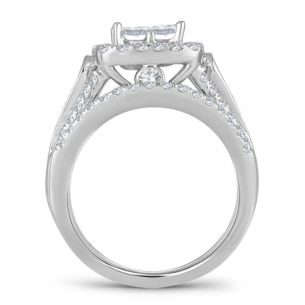 14k White Gold 2.25CT Lab Diamond Bridal Ring Sparkle