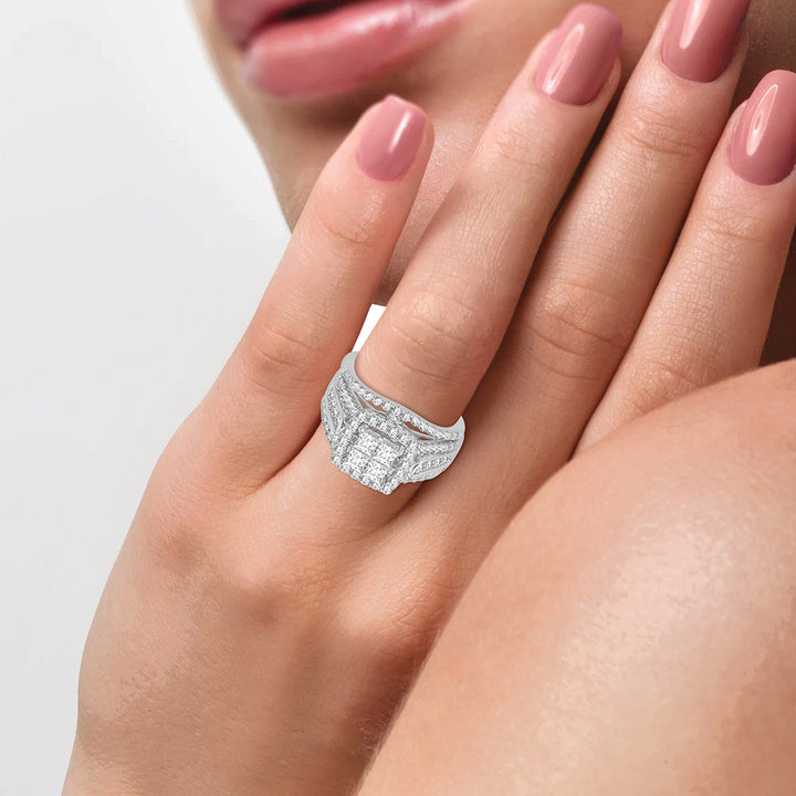 14k White Gold 2.25CT Lab Diamond Bridal Ring Sparkle