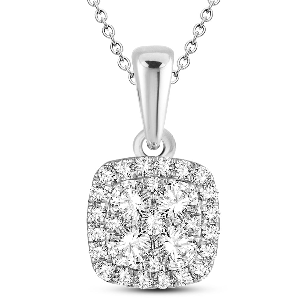 Luminous 14k White Gold Lab Diamond Pendant Necklace