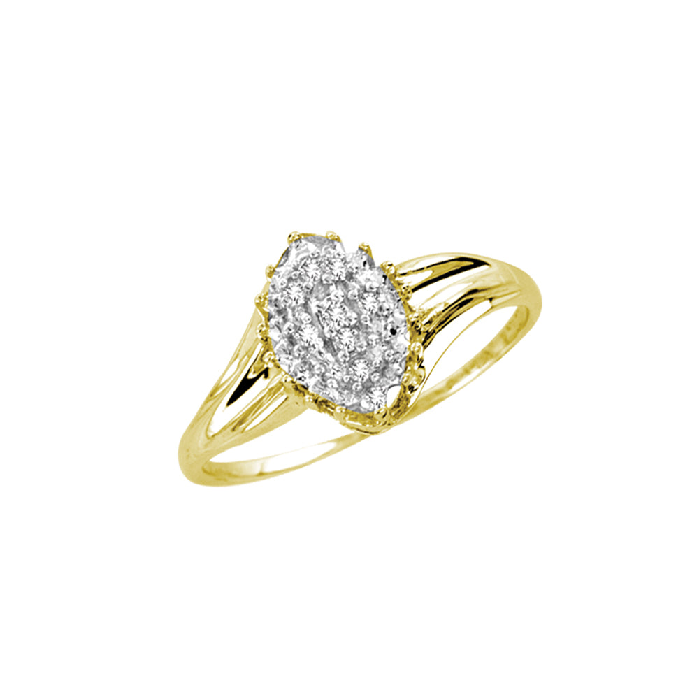 Chic 10k Yellow Gold Lab Diamond Womens Fashion Ring