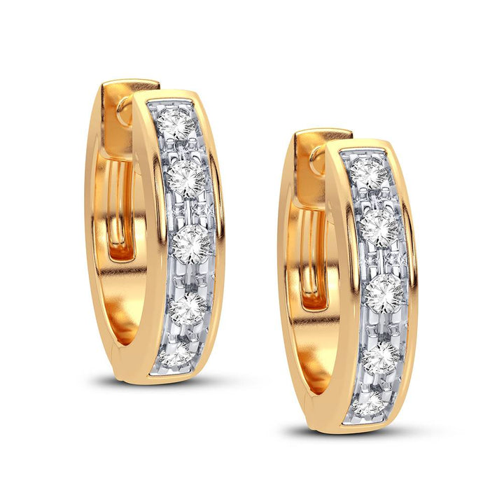 10K Yellow Gold Lab Diamond Hoop Earrings for Women