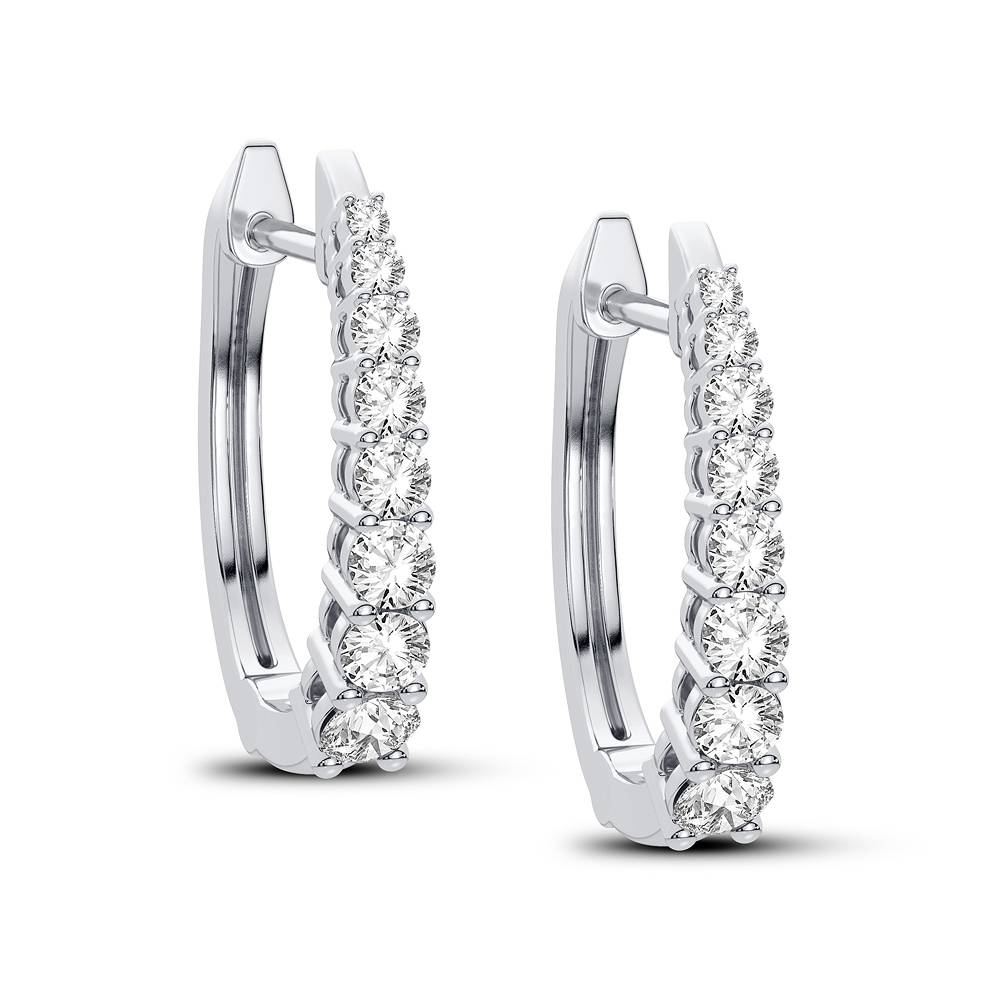 Luminous 14K White Gold Lab Diamond Hoop Earrings for Women