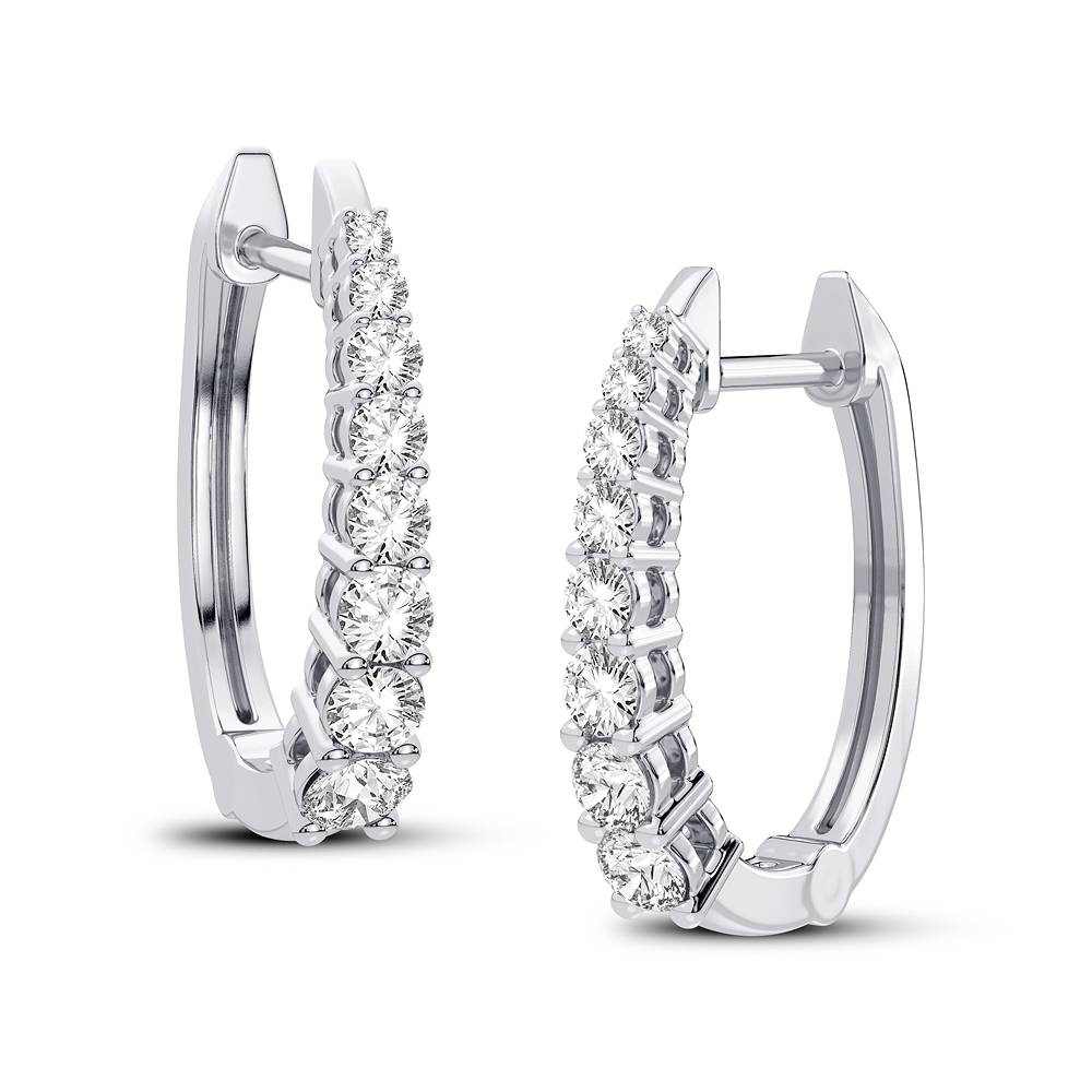 Luminous 14K White Gold Lab Diamond Hoop Earrings for Women