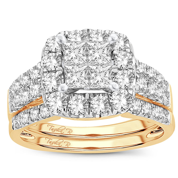 14k Yellow Gold 2.05ct Lab Diamond Bridal Ring Elegance