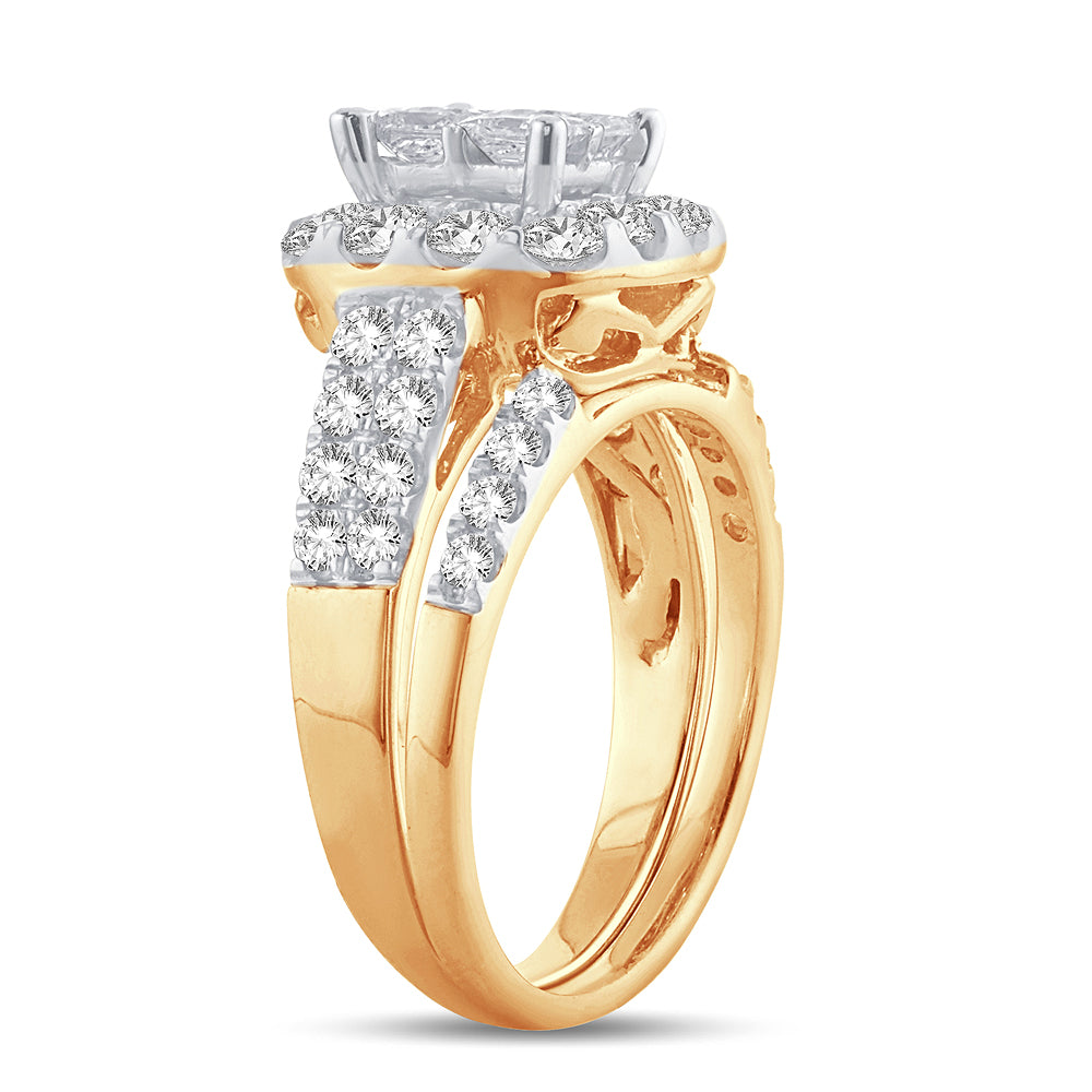 14k Yellow Gold 2.05ct Lab Diamond Bridal Ring Elegance