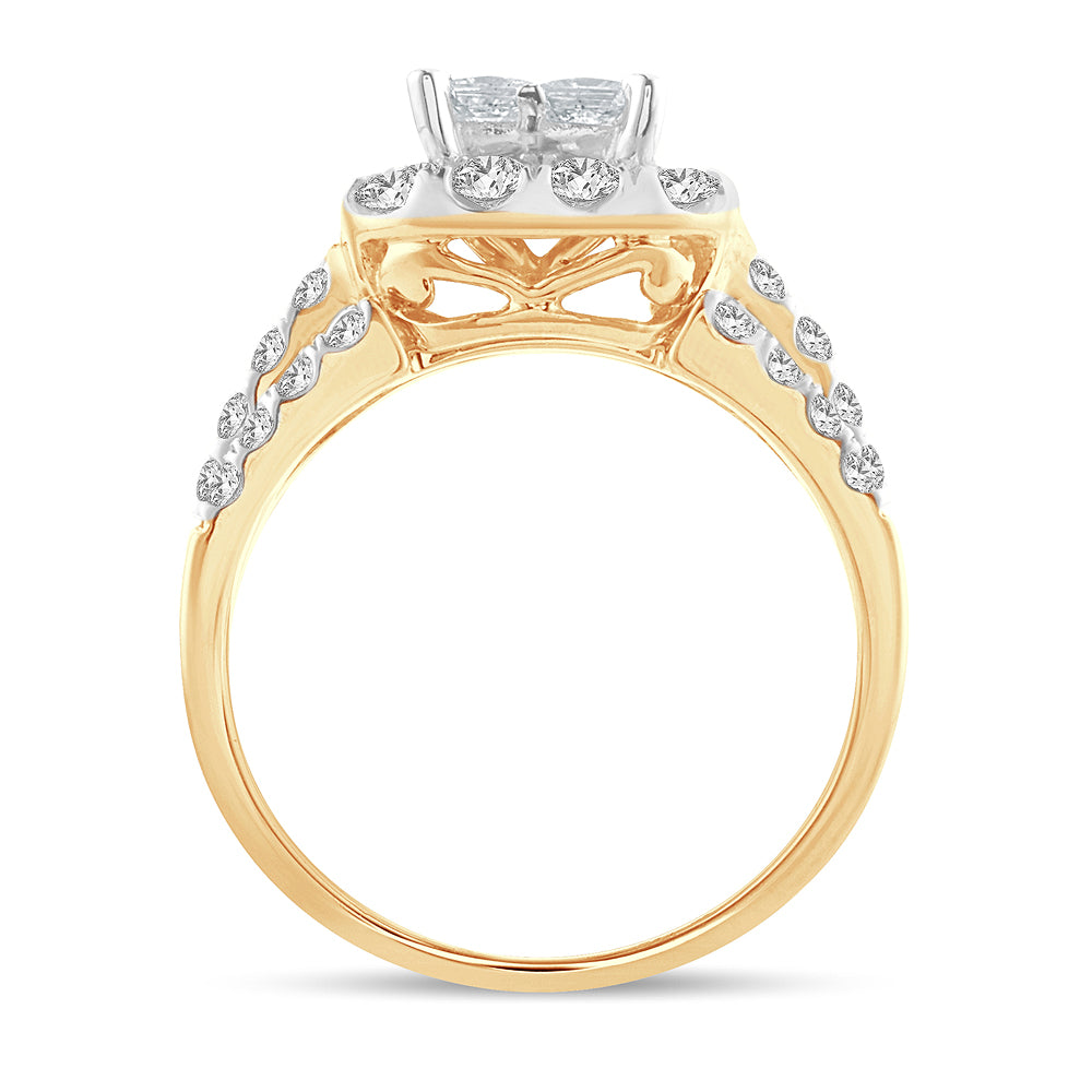 14k Yellow Gold 2.05ct Lab Diamond Bridal Ring Elegance
