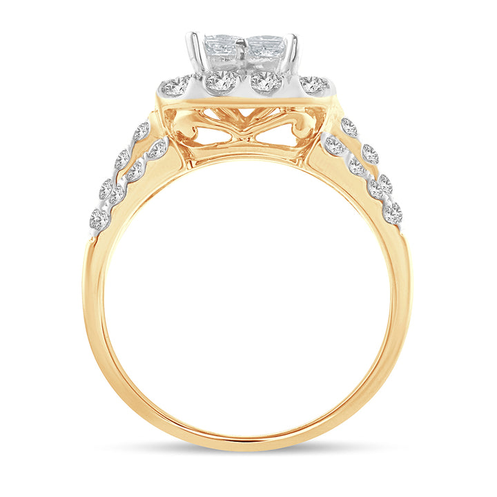 14k Yellow Gold 2.05ct Lab Diamond Bridal Ring Elegance