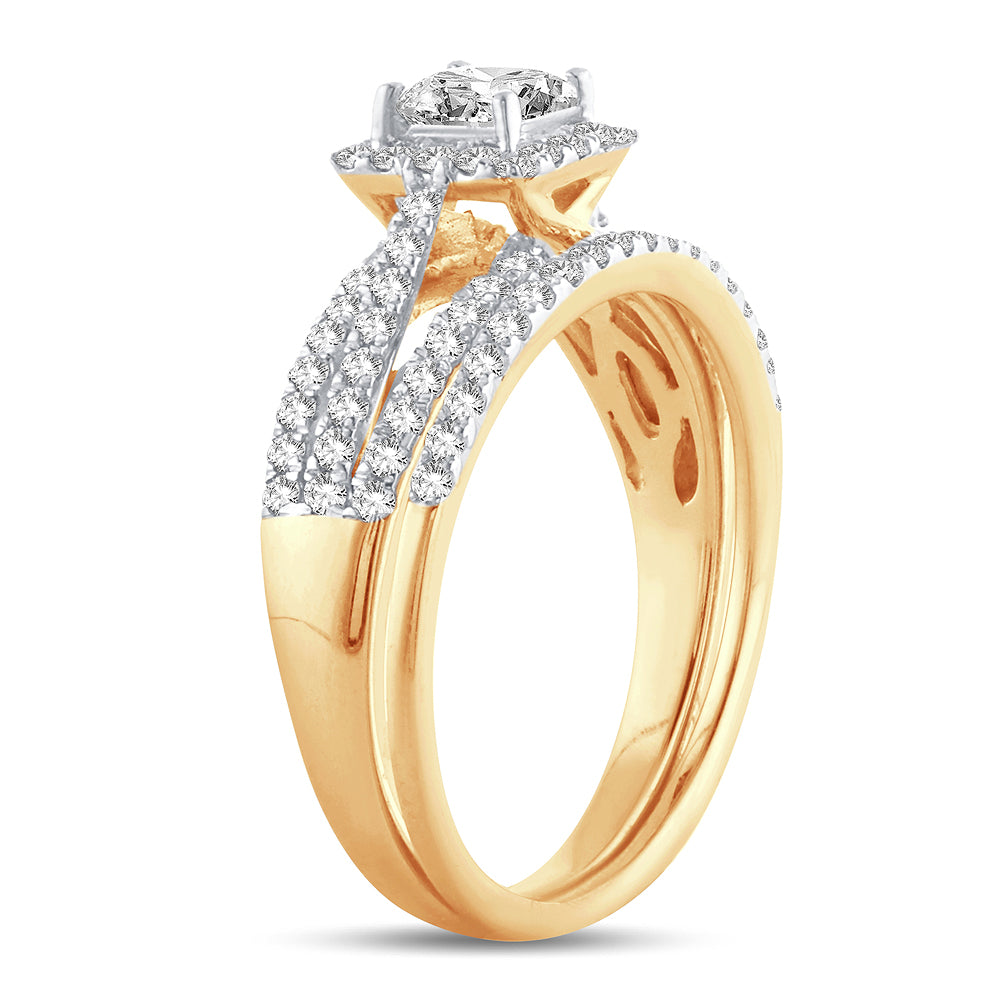 14K Yellow Gold Lab Diamond Bridal Ring - 1CT Brilliance