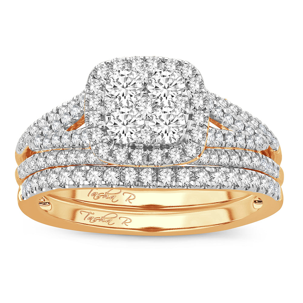 Luminous 14k Yellow Gold 1CT Lab Diamond Bridal Ring Set