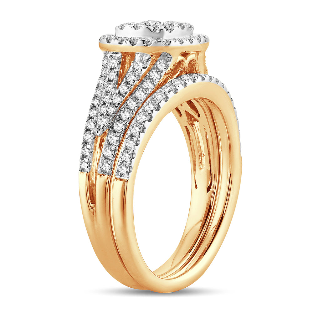 Luminous 14k Yellow Gold 1CT Lab Diamond Bridal Ring Set