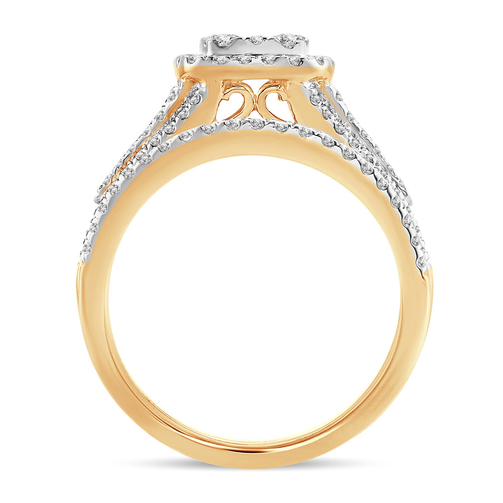 Luminous 14k Yellow Gold 1CT Lab Diamond Bridal Ring Set