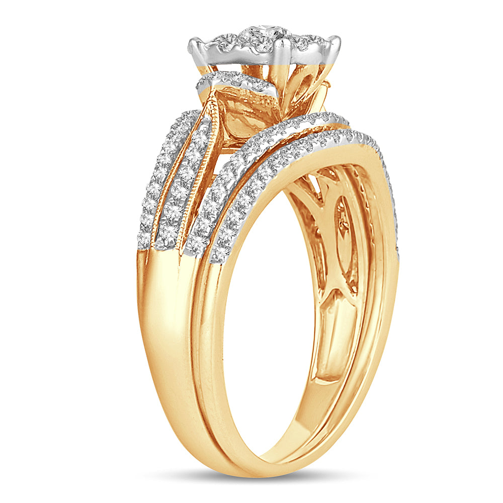 14K Yellow Gold 0.75CT Lab Diamond Womens Bridal Ring