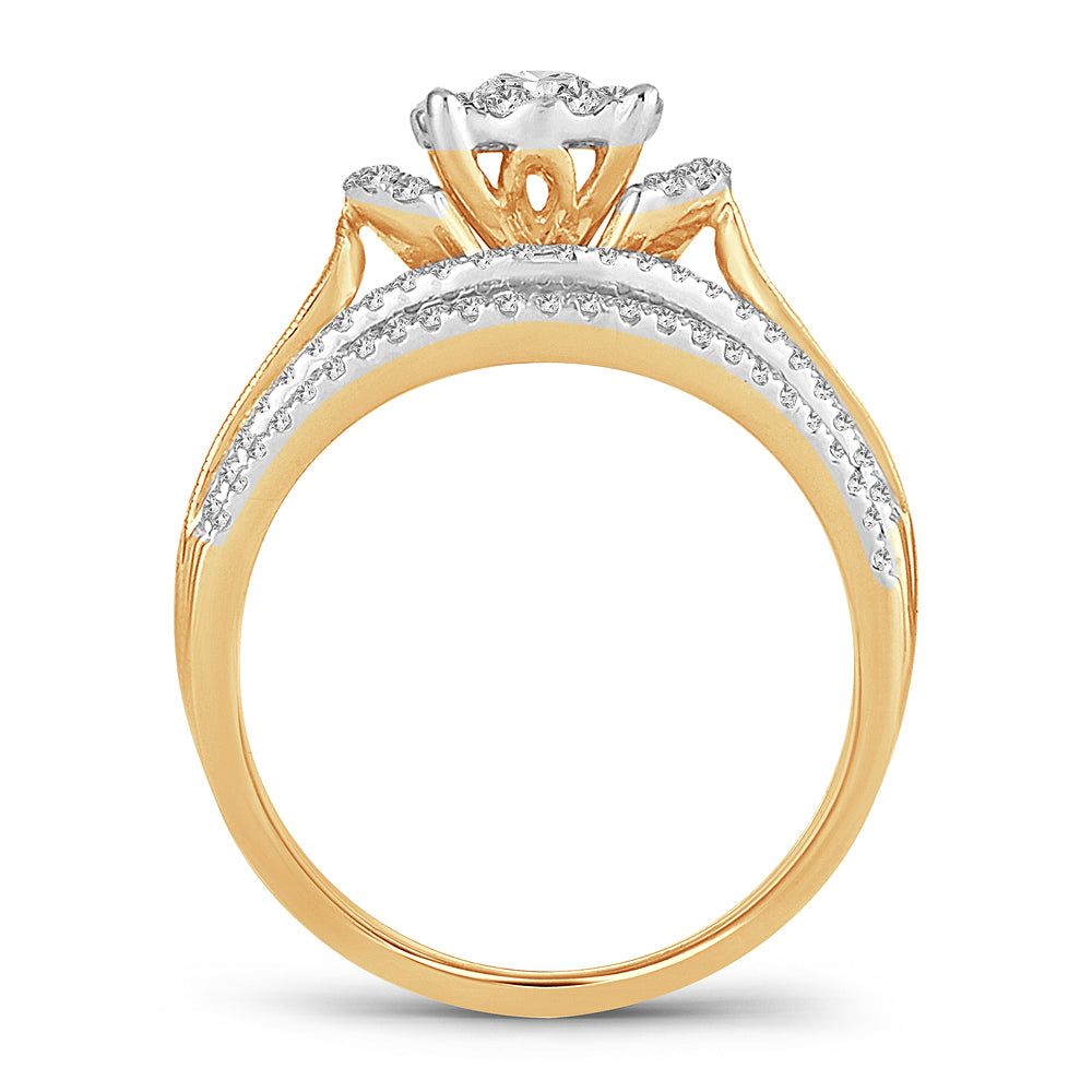 14K Yellow Gold 0.75CT Lab Diamond Womens Bridal Ring