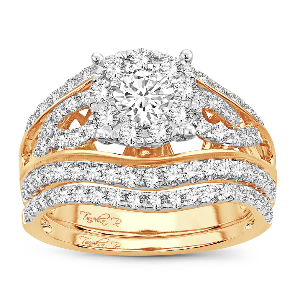 14k Yellow Gold Lab-Grown 1.9CT Diamond Bridal Ring