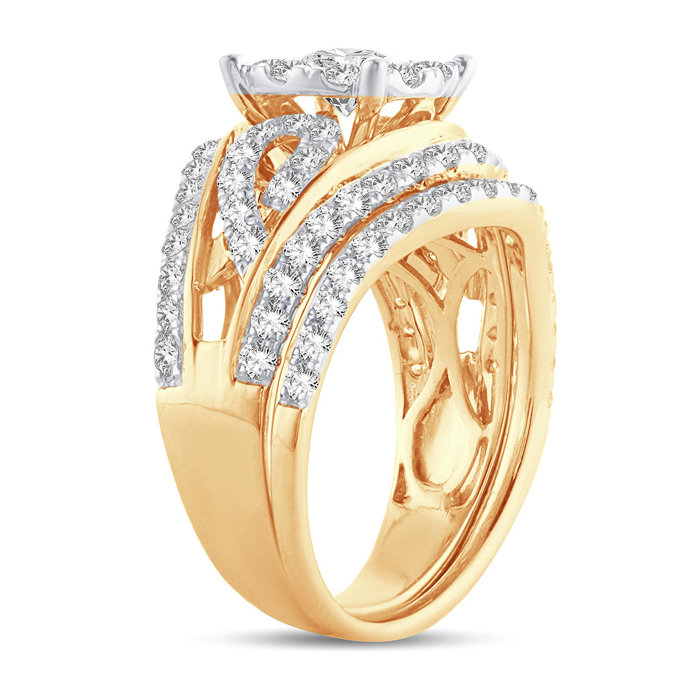 14k Yellow Gold Lab-Grown 1.9CT Diamond Bridal Ring
