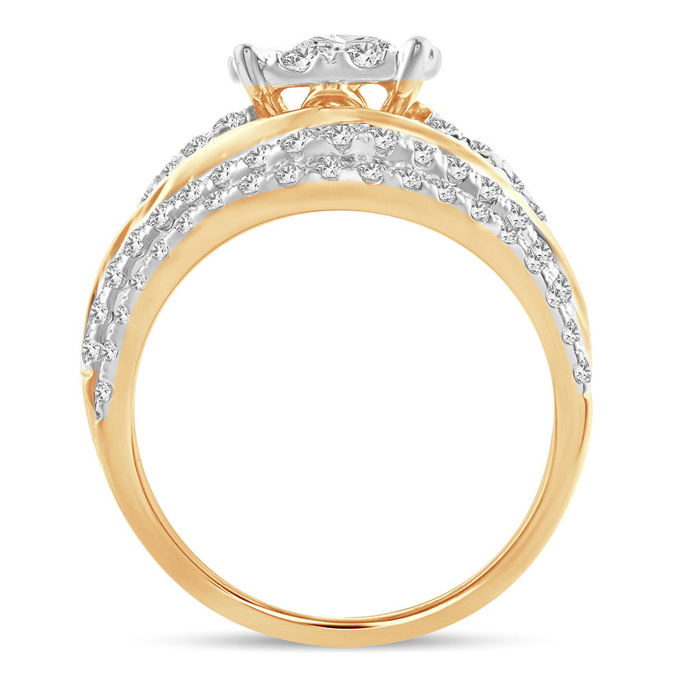 14k Yellow Gold Lab-Grown 1.9CT Diamond Bridal Ring