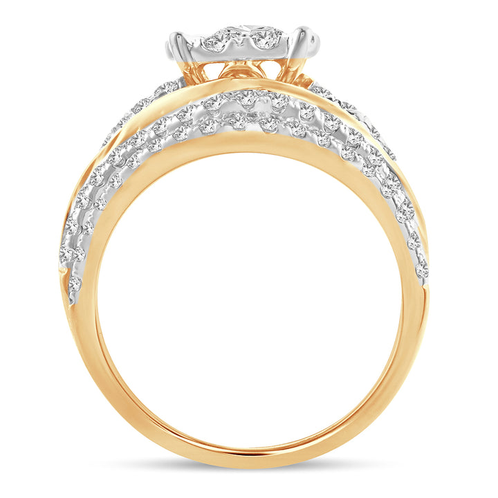 14k Yellow Gold Lab-Grown 1.9CT Diamond Bridal Ring