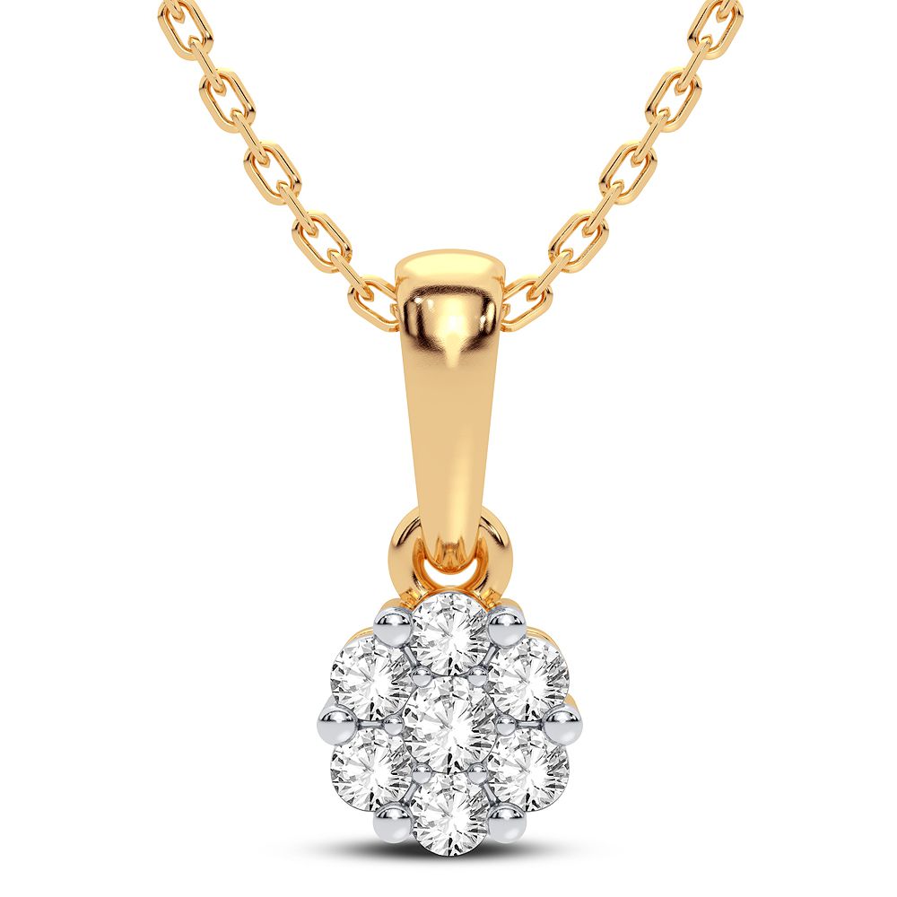 Delicate 14K Lab Diamond Womens Floral Pendant